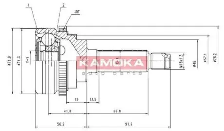 Комплект шарнiрний привiдного валу KAMOKA 6944