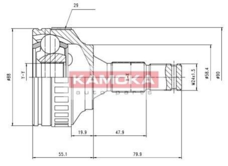 К-т шарнiрний привiдного валу KAMOKA 6974