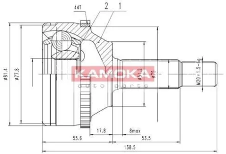К-т шарнiрний привiдного валу KAMOKA 6986