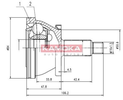 К-т шарнiрний привiдного валу KAMOKA 7082