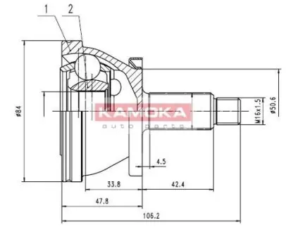 Комплект шарнiрний привiдного валу KAMOKA 7082