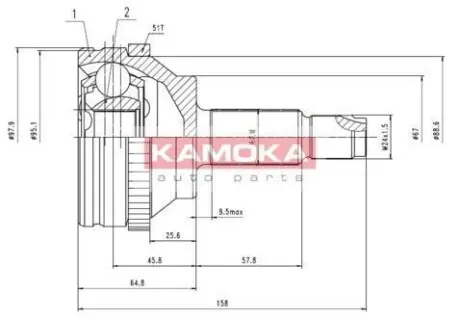 Комплект шарнирный приводного вала KAMOKA 7088