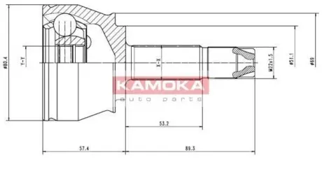 Комплект шарнiрний привiдного валу KAMOKA 7136