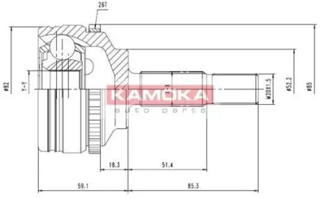 Комплект шарнiрний привiдного валу KAMOKA 7140