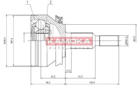 Комплект шарнiрний привiдного валу KAMOKA 7526