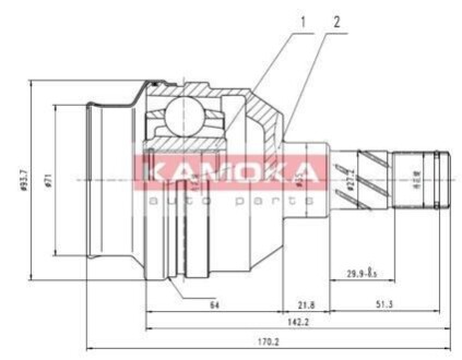 К-т шарнiрний привiдного валу KAMOKA 8009