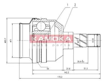 Комплект шарнiрний привiдного валу KAMOKA 8009