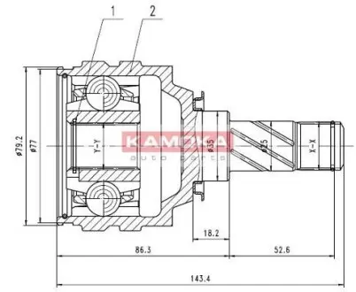 Комплект шарнирный приводного вала KAMOKA 8717