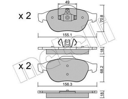 Комплект тормозных колодок (дисковых) Metelli 22-0336-2 (фото 1)