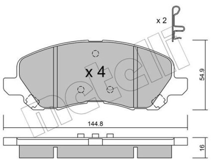 Комплект гальмівних колодок (дискових) Metelli 22-0481-0