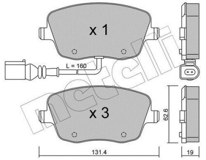 Комплект гальмівних колодок (дискових) Metelli 22-0547-1