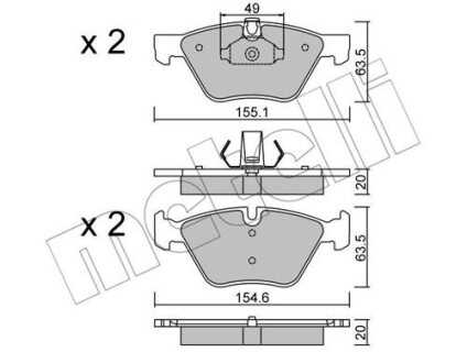 Комплект тормозных колодок (дисковых) Metelli 22-0557-0