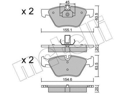 Комплект тормозных колодок (дисковых) Metelli 22-0557-3 (фото 1)