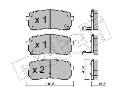 Комплект гальмівних колодок (дискових) Metelli 22-0786-0 (фото 1)