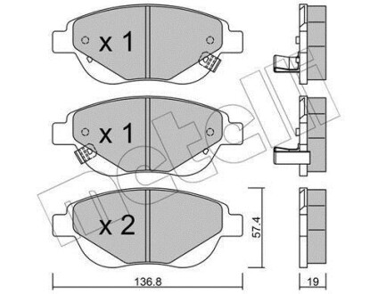 Комплект гальмівних колодок (дискових) Metelli 22-0948-1