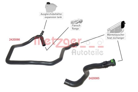 Патрубок системы охлаждения резиновый с фитингами METZGER 2420085