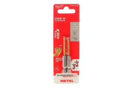 Свердло HSS-Co Ø3 мм х 65мм Shockwave HSS-G TiN Red Hex Milwaukee 48894763