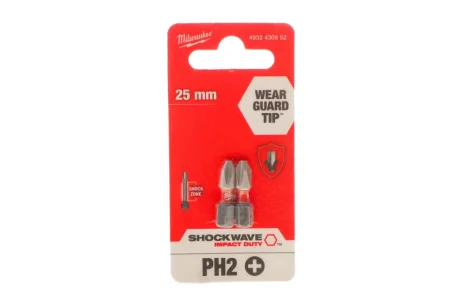 Бита SHOCKWAVE 1/4" PH/PH2 x 25mm 2 ед. Milwaukee 4932430852