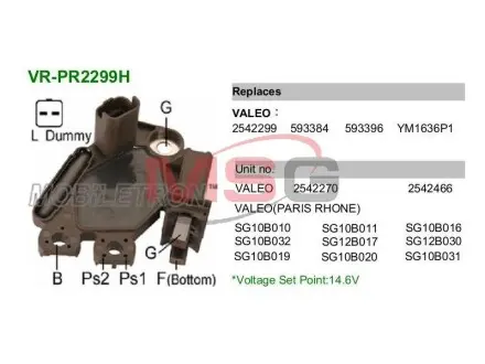 Регулятор напряжения генератора MOBILETRON VRPR2299H