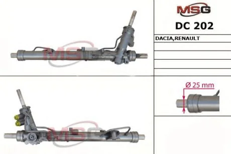 Рейка кермова Dacia Duster Renault Duster 1.2-1.6Lpg 04.10- MSG DC202