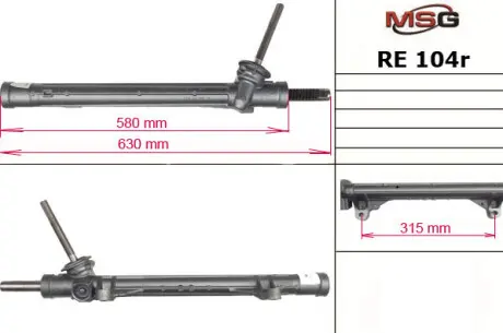 Рульова рейка (відновлена) Renault Scenic II 04-, Kangoo 08-, Megane II 03- MSG RE104R