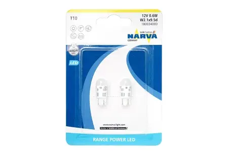 Лампа світлодіодна Narva Range Power LED T10 12V W2,1x9,5d (2 шт.) NARVA 180034000