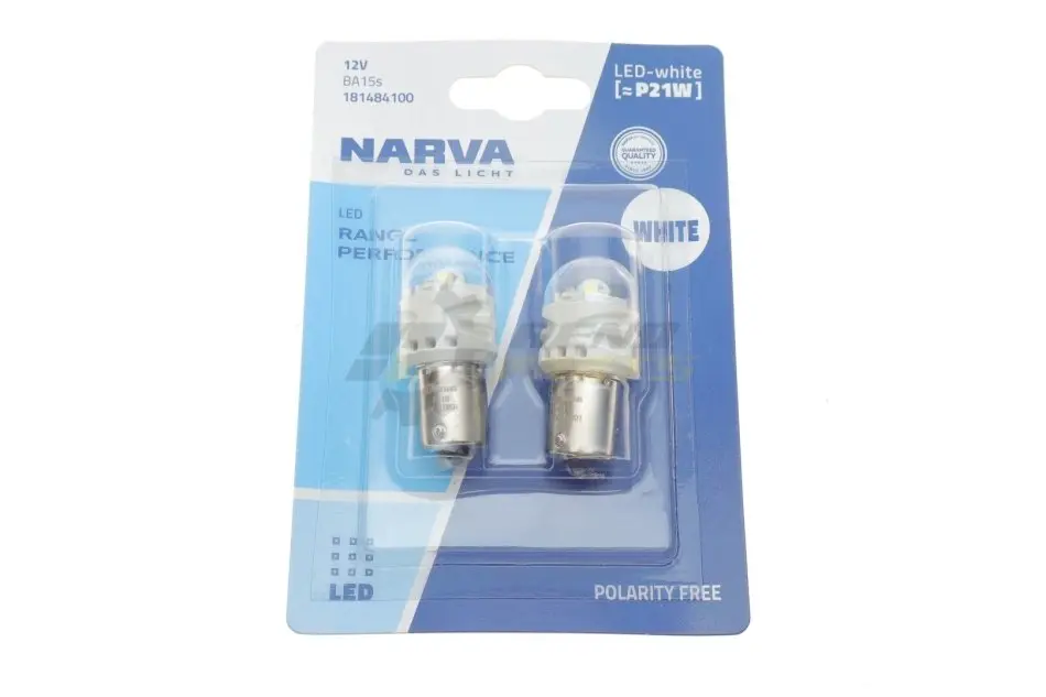 Автолампа P21W 12V 2.2W BA15s LED (белая) (к-кт 2 шт.) NARVA 181484100 (фото 1)
