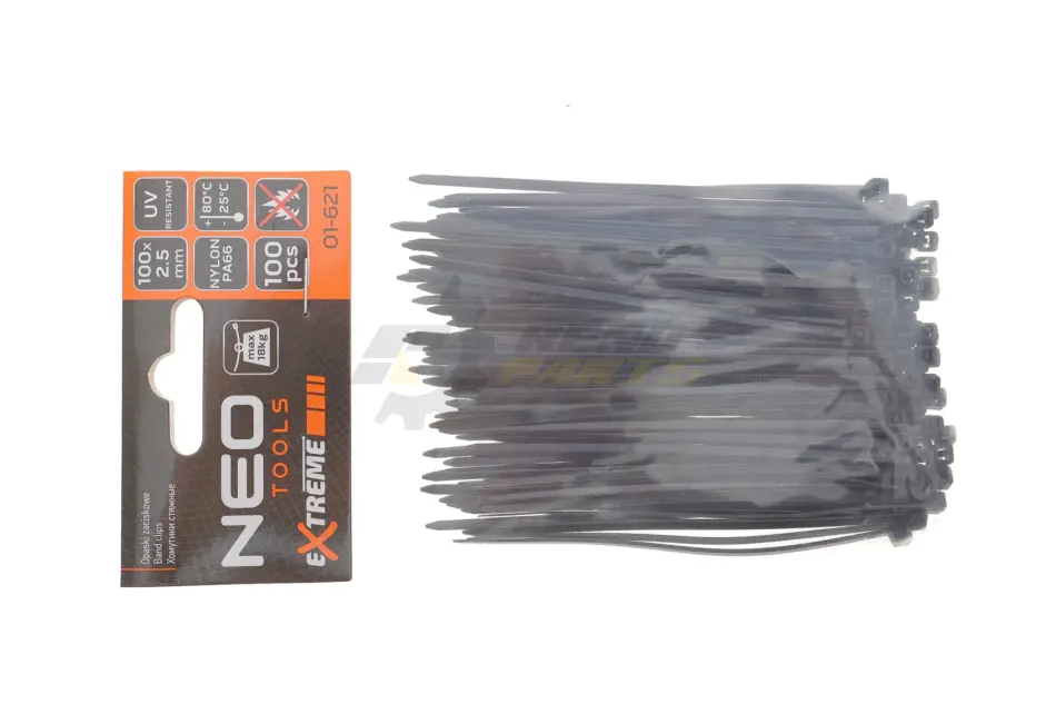 Стяжки кабельні кабельні EXTREME 2,5 × 100 мм, чорні, 100 шт. NEO TOOLS 01-621 (фото 1)