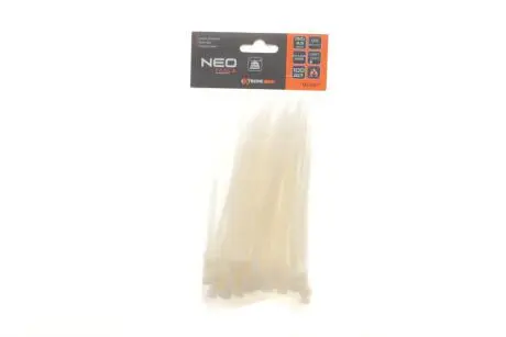 Стяжки кабельні EXTREME 4,8 × 150 мм, білі, 100 шт. NEO TOOLS 01-657