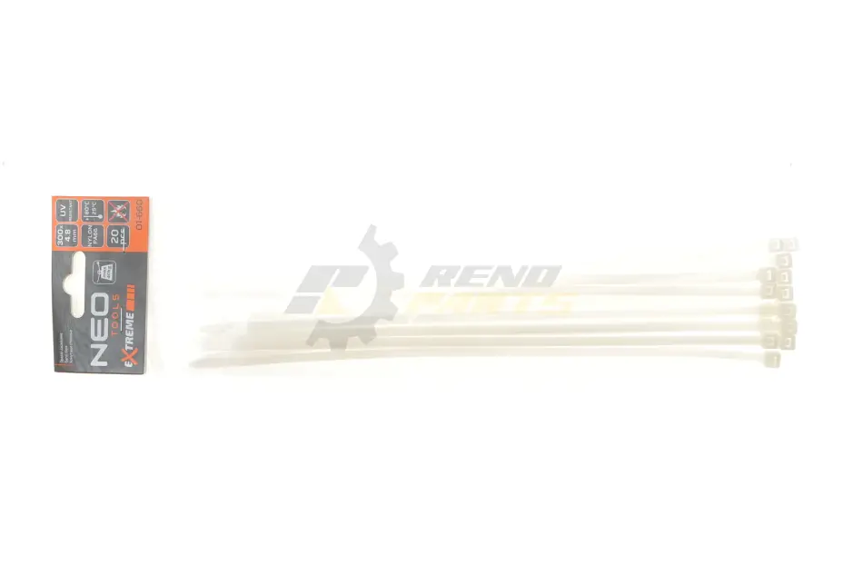 Стяжки кабельные EXTREME 4,8×300 мм, белые 20 шт. NEO TOOLS 01-660 (фото 1)