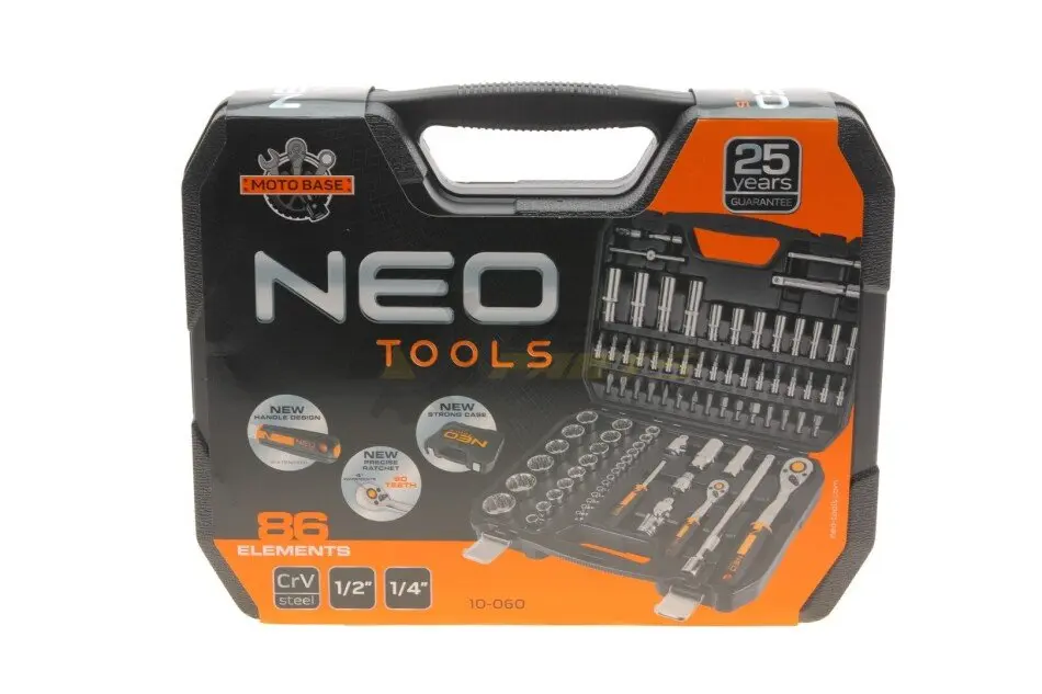 Головки змінні 86 шт., 1, 2, 1/4" CrV NEO TOOLS 10-060 (фото 1)