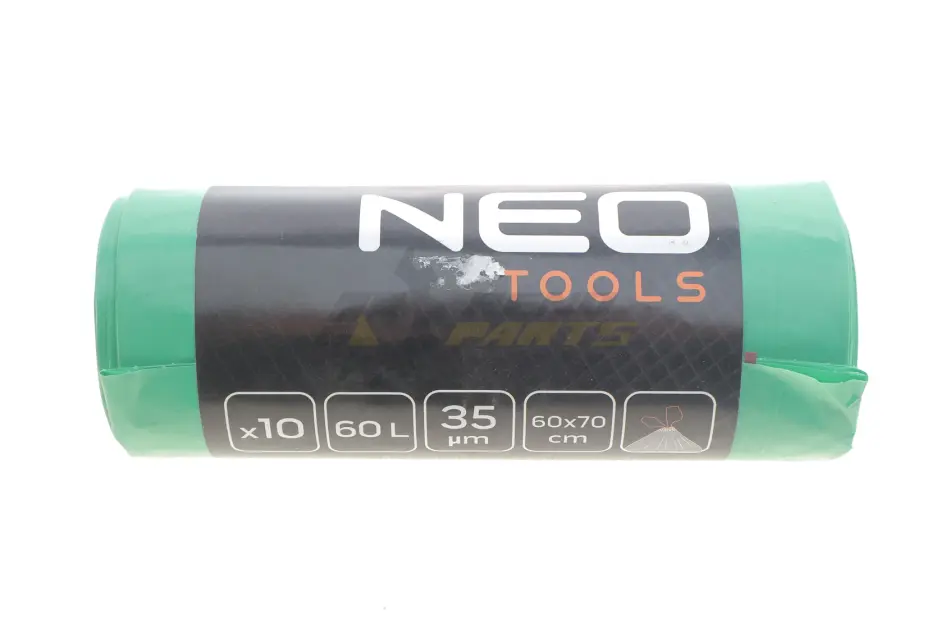 Мешки для мусора 60 л, зеленые с лентой, 35 мкм, 10 шт. NEO TOOLS 15-990 (фото 1)