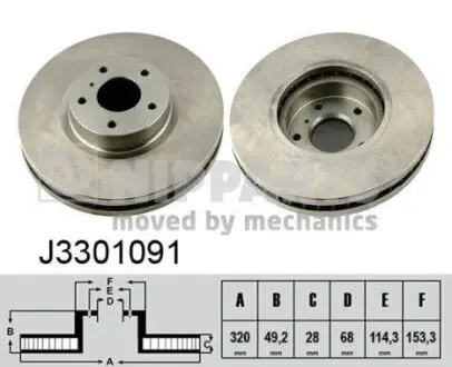 Гальмiвний диск NIPPARTS J3301091