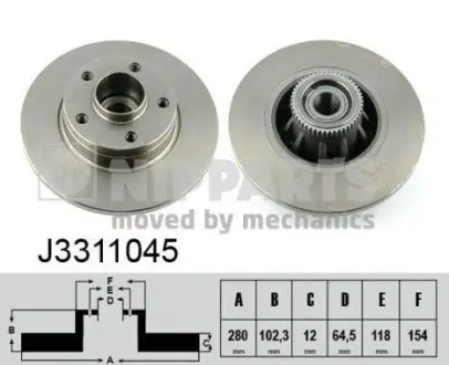 Гальмiвний диск з пiдшипником NIPPARTS J3311045