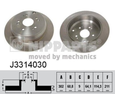 Гальмiвнi диски NIPPARTS J3314030