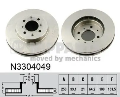 Тормозной диск NIPPARTS N3304049 (фото 1)