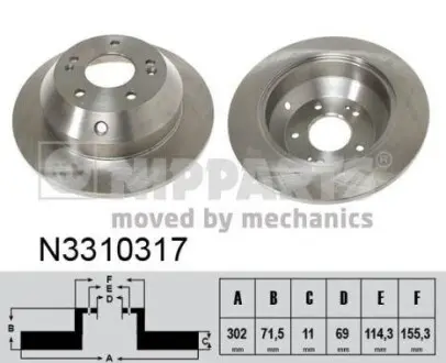 Гальмiвний диск NIPPARTS N3310317
