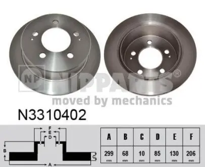 Гальмiвний диск заднiй NIPPARTS N3310402