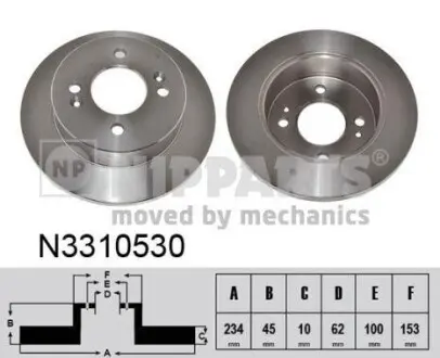 Гальмiвний диск заднi NIPPARTS N3310530