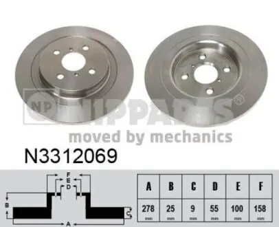 Гальмiвний диск NIPPARTS N3312069