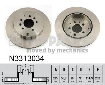 Гальмiвнi диски заднi NIPPARTS N3313034