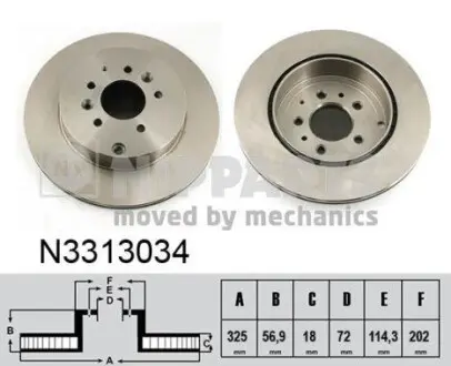 Тормозной диск задний NIPPARTS N3313034
