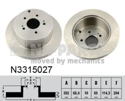 Гальмiвний диск NIPPARTS N3315027