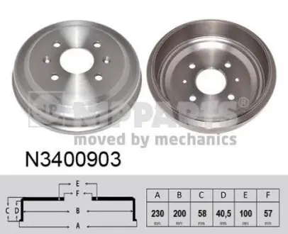 Тормозной барабан высота 57mm NIPPARTS N3400903