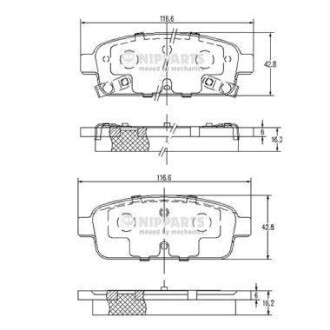 Гальмiвнi колодки дисковi заднi NIPPARTS N3610906