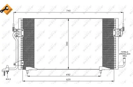 Радіатор кондиціонера Citroen Berlingo/Peugeot Partner 98- NRF 35439