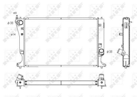 Радіатор охолодження Toyota Avensis, Corolla Verso 2.0D/2.2D 07.05-03.09 NRF 53767