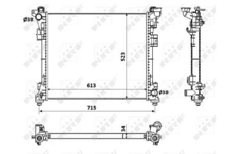 Радіатор охолодження Chrysler Grand Voyager 3.3-4.0 07- NRF 53900