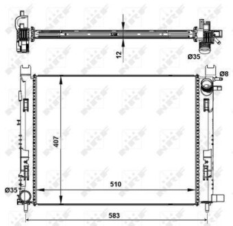 Радиатор основной Dacia Lodgy, Logan II, Renault Captur, Clio 1.2TCE/1.6/1.5DCI 08.12- NRF 58444