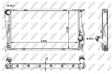 Радіатор охолодження BMW 3 (E90)/X1 (E84) 1.6/2.0/3.0 06-15 N20/N54/N55 NRF 59210